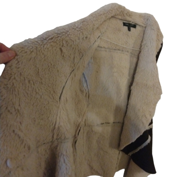 Faux Fur/Suede Vest Romeo & Juliet Couture Brown-White Western BoHo   Soft M - Picture 3 of 9
